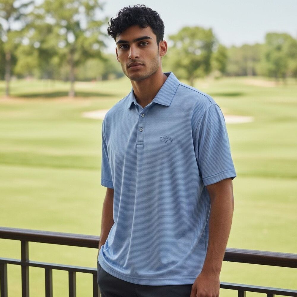 Callaway Blue Striped Golf Polo Large